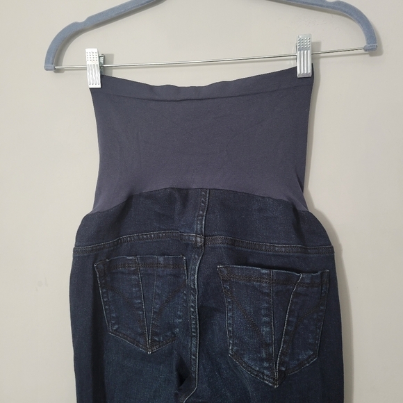 Indigo Blue Dark Wash Slim Straight Maternity Secret Belly Jeans - Picture 16 of 16